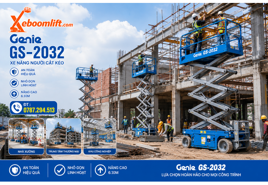 Xe Nâng Người Genie GS-2032-Chiều cao làm việc 8.1m,Tải nâng 363 kg