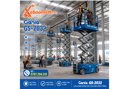 Xe Nâng Người Genie GS-2032-Chiều cao làm việc 8.1m,Tải nâng 363 kg