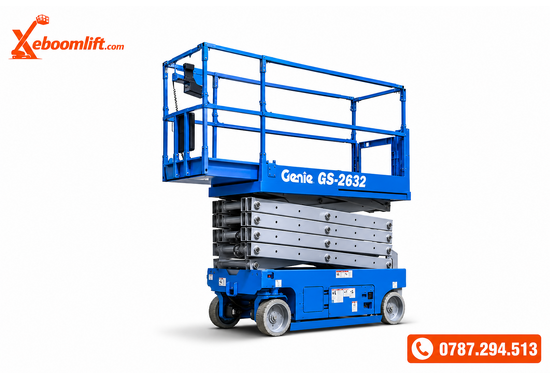 Xe Nâng Người Genie GS-2632 – Xe Cắt Kéo Điện 7.92m, Tải Nâng 227kg