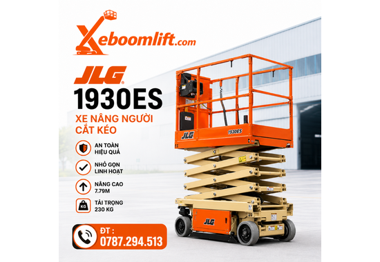 Xe Nâng Người JLG 1930ES – Xe Cắt Kéo Điện 7.6m, Nhỏ Gọn Và Linh Hoạt