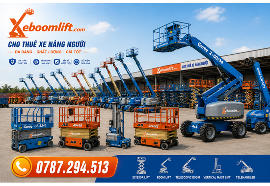 Xe Nâng Người Genie Z60/34 – Boom Lift Cần Gấp Khúc 20.39m, Tải Nâng 227kg