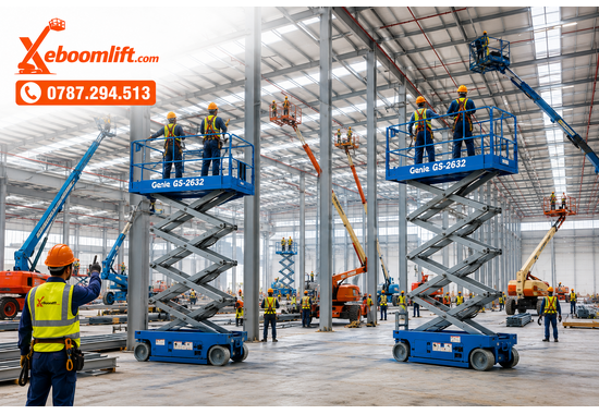 Xe Nâng Người Genie GS-2632 – Xe Cắt Kéo Điện 7.92m, Tải Nâng 227kg
