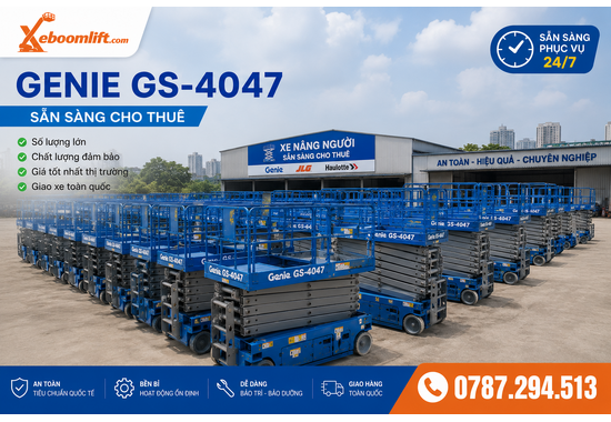 Xe Nâng Người Genie GS-4047 – Xe Cắt Kéo Điện 13.7m, Tải Nâng 350kg